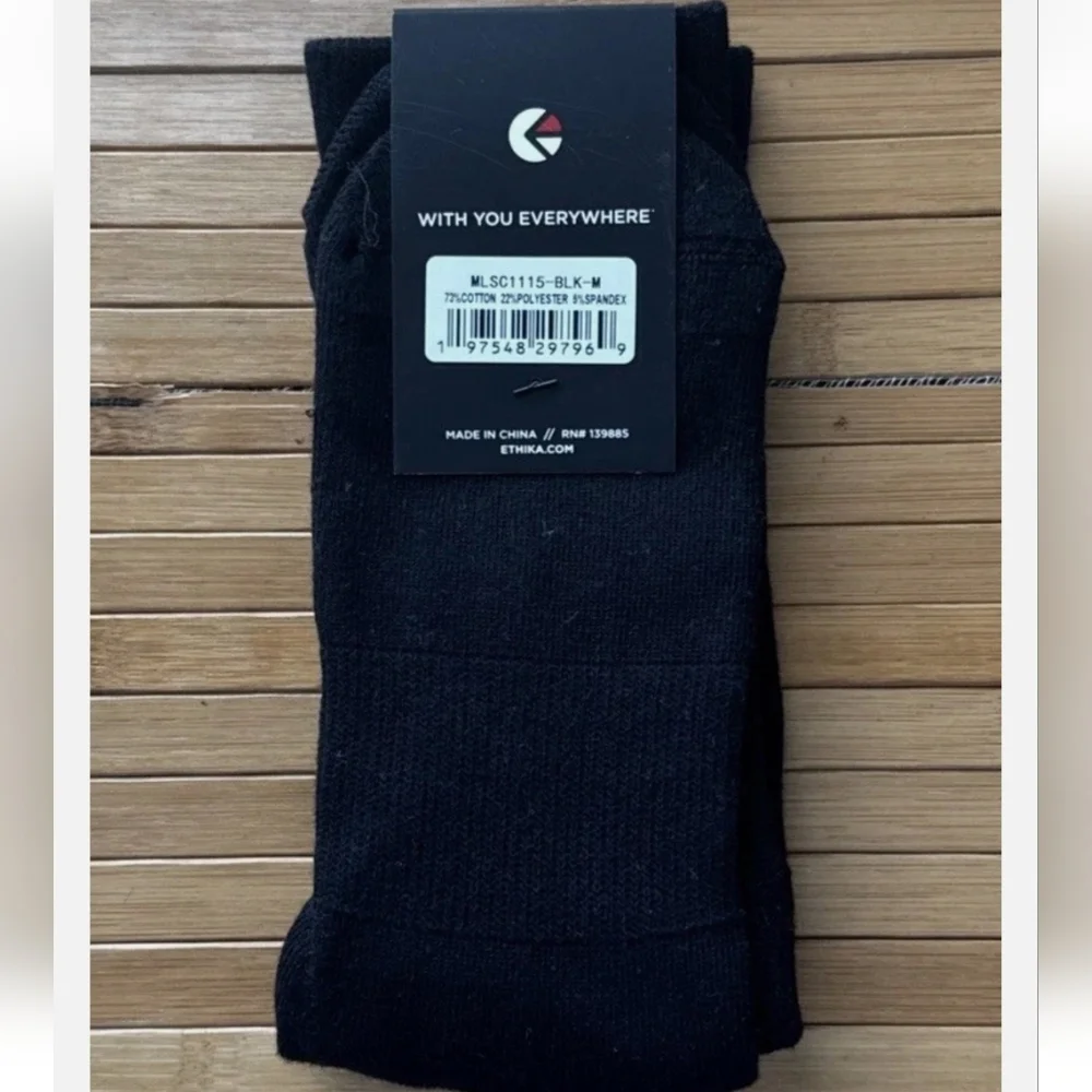 NWT Boy's ethika Black Crew Socks with Yellow Double Stripes